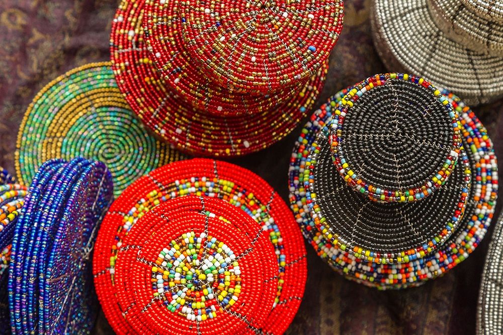 Africa-Tanzania Display of Maasai bead crafts